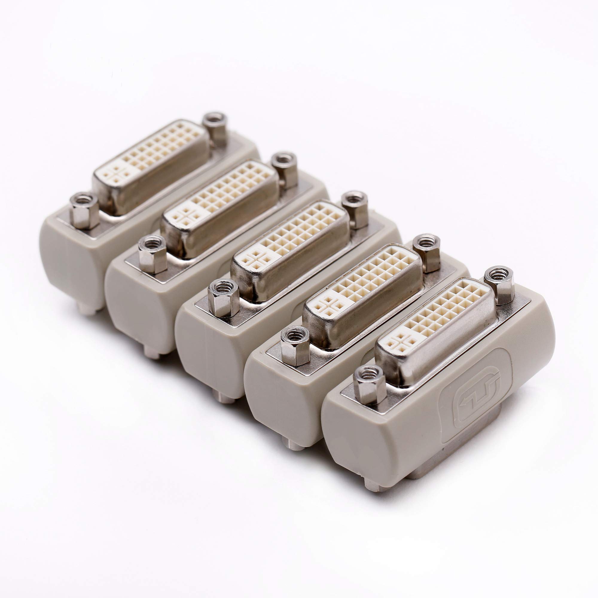 DVI coupler female to female gender changer bulkhead mount adapter(beige nickel plated) 5 Pack