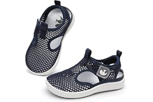 JOINFREE Toddler Water Shoes Boys Girls Wide Toe Box Barefoot Kids Sandals Quick-Dry Mesh Aqua Sneakers Non-Slip Closed Toe B