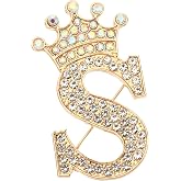 PATIKIL Letter Brooch Pins Crown Initial Rhinestone Alphabet | Letter Lapel Badges Pin for Women Suits Dress Coat