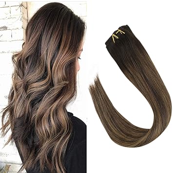 Amazon Com Vesunny Clip On Hair Extensions Human Hair 16inch