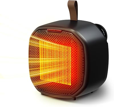 Electactic Portable Ceramic Space Heater w/Thermostat, 1500W Indoor Electric Space Heater Fan with Overheat and Tip-Over Protection, Heat Up 200 Square Feet for Office Room Dorm Use, Black