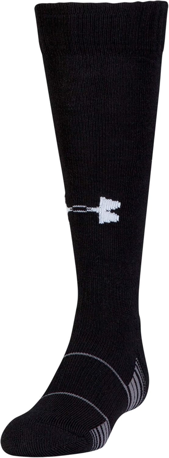 Under Armour Youth Team Over-The-Calf Socks, 1-Pair, Black/White, Shoe Size: Youth 13.5K-4Y: Clothing
