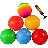 Ogrmar 6PCS 8.5 Inch Playground Balls Dodgeballs with 1 Hand Pump for Kids and Adults Dodge Ball, Kickball, Handball, Camps, Picnic and Schoolyard Games