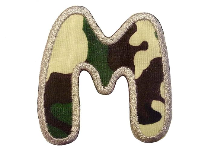 Buchstaben Aufnäher/Aufbügler military - Komplettes Alphabet einzeln auswählbar, Alphabet/Buchstabe:Buchstabe M - 6.3x5.9cm