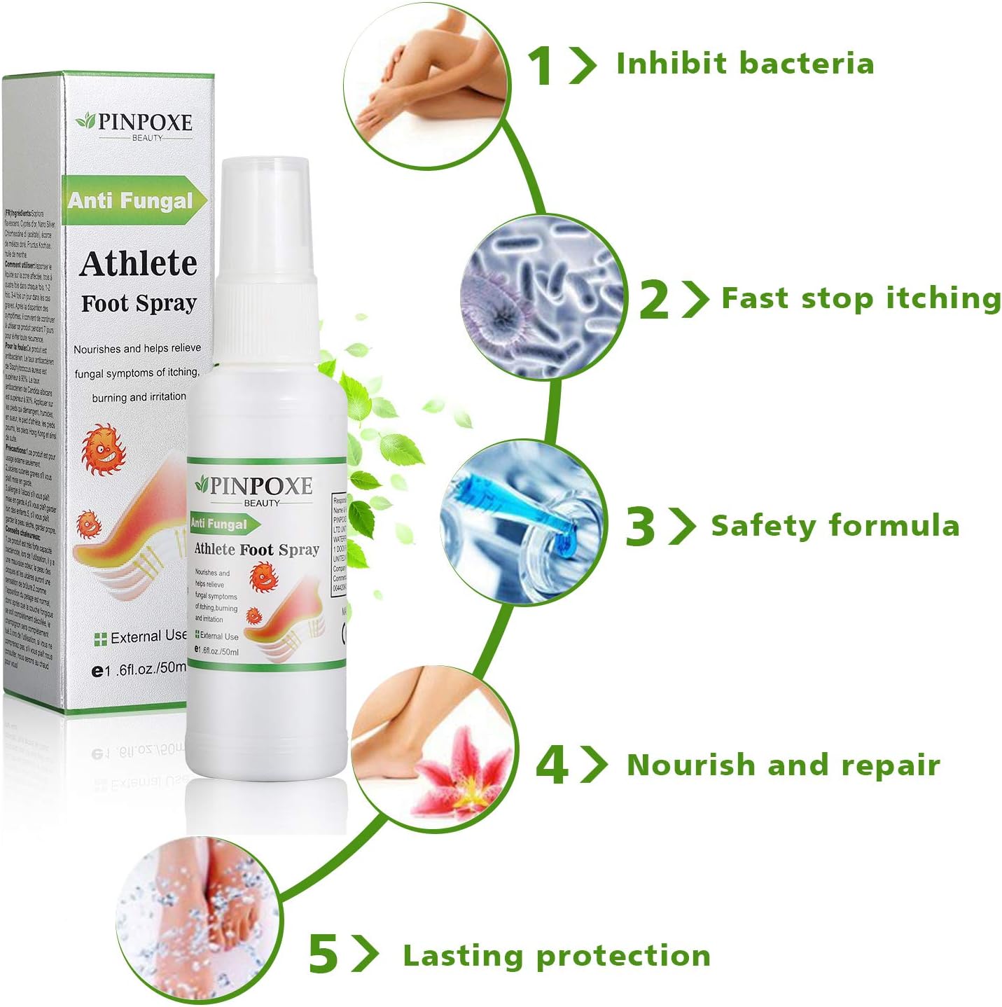 Foot Spray, Natural formula, Athletes Foot, Ringworm, Jock Itch and Foot Infections. Effectively Soothes in Minutes-Fights Against: Health & Personal Care