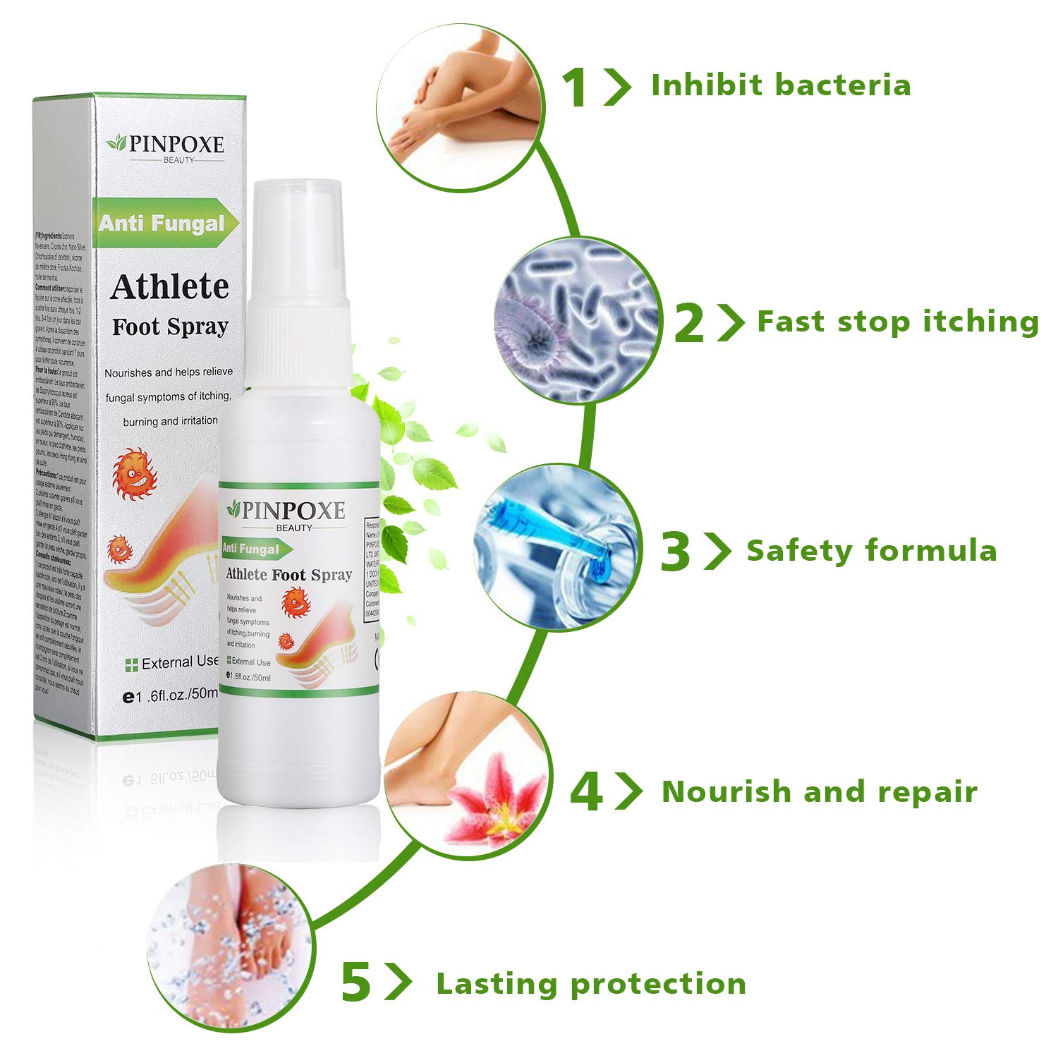 Foot Spray, Natural formula, Athletes Foot, Ringworm, Jock Itch and Foot Infections. Effectively
