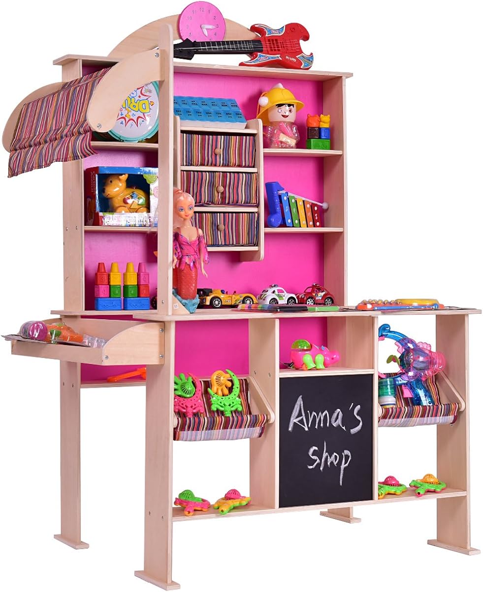 Costzon Wooden Grocery Store, Supermarket Pretend Play Set for Kids