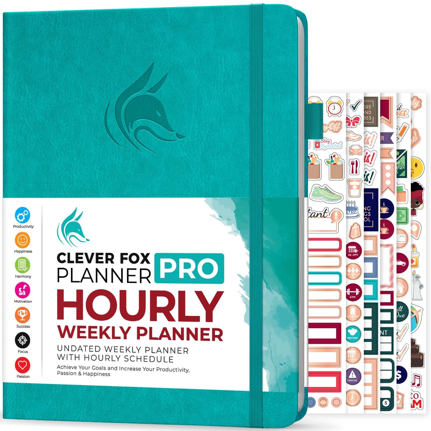 Clever Fox Planner PRO Schedule – Undated Weekly & Monthly Life Organizer with Time Slots & Daily Appointment Book, A4 (Turquoise)