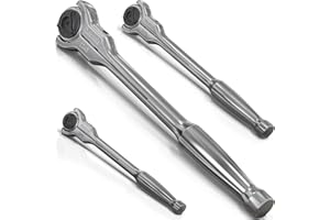 Olsa Tools 90T Swivel Head Ratchet Wrench Set, 3-Piece, Chrome Vanadium Steel, 270 Degree Rotation, Ideal for Tight Spaces