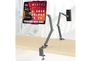 Houele Tablet Stand Holder, Adjustable Foldable Tablet Arm iPad Desk Mount with 360°Rotate Base, Phone Holder iPad Stand for 