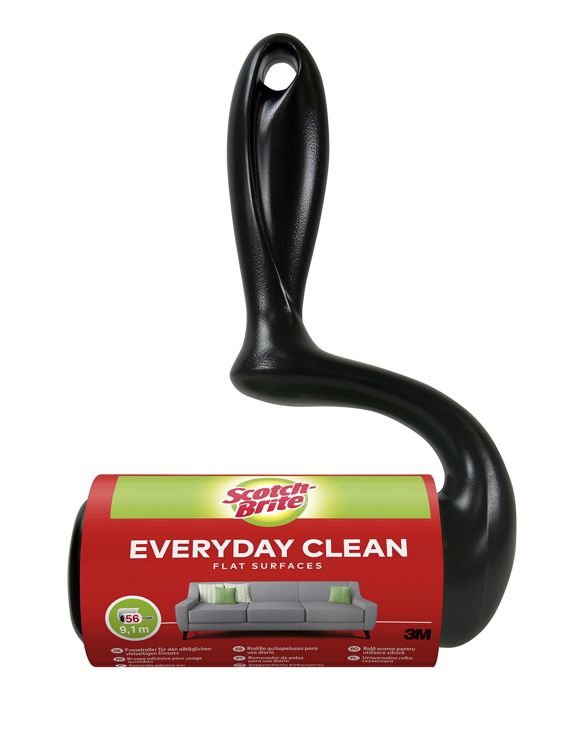 Scotch-Brite Everyday Clean Flat Surface Lint Roller - 1 Roll 56 Sheets - Works Great on Pet Hair, Clothing, Furniture and More