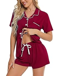 SWOMOG Womens Button Down Pajamas Set Short Sleeve