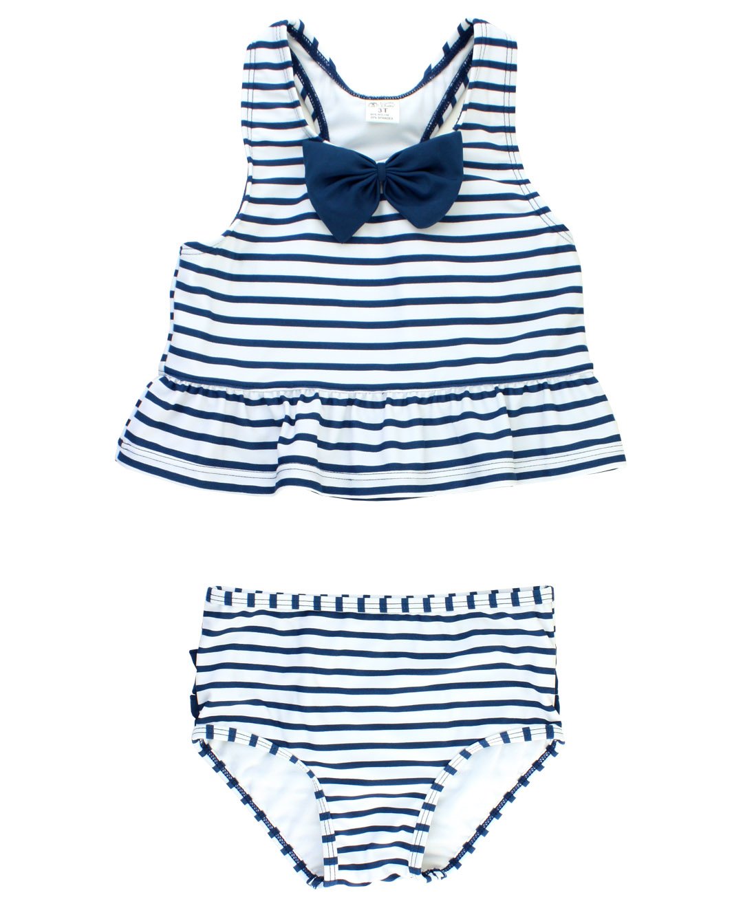 RuffleButts Little Girls Cropped Peplum Tankini 2 Piece Swimsuit w/Ruffles