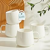 Teocera 16oz Ceramic Coffee Mugs Set of 4 – Stackable Latte Cups, Microwave, Dishwasher & Oven Safe – Ideal for Coffee, Cappuccino, Hot Chocolate, Housewarming Gifts,White