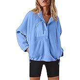 Nirovien Womens Fleece Pullover Long Sleeve Sherpa Jacket Button Down Fuzzy Sweatshirt Warm Outwear with Pockets