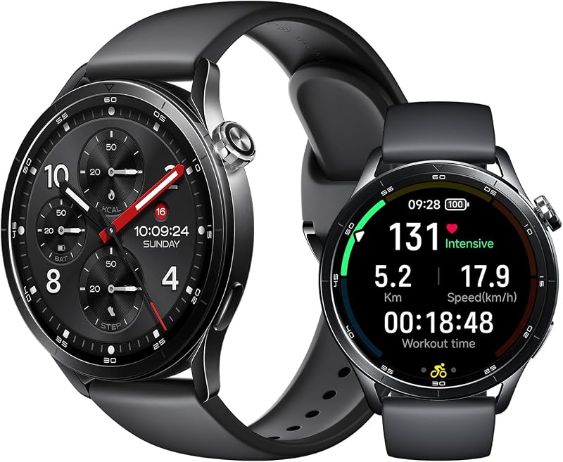 Watch S5 46 mm, Montre connectée, Autonomie de 21 Jours, GPS, Noir