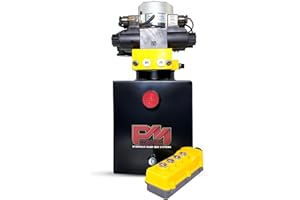 Primary Mover Hydraulic Pump for Dump Trailer - 12Vdc Hydraulic Power Unit - Dump Trailer Pump Steel Reservoir with Remote Controller (10 Quart Dual Double)