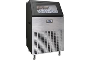 WUKHG Commercial Ice Maker Machine, 200lbs/24H Stainless Steel Under Counter Ice Machine with 55lbs Ice Storage Capacity, Freestanding Cube Ice Maker