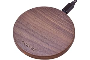 15W Fast Walnut Wood Wireless Charger - Convenient 1.5m Strong and Resistant USB-C to USB-C/A Compatible Charging Cable - LED
