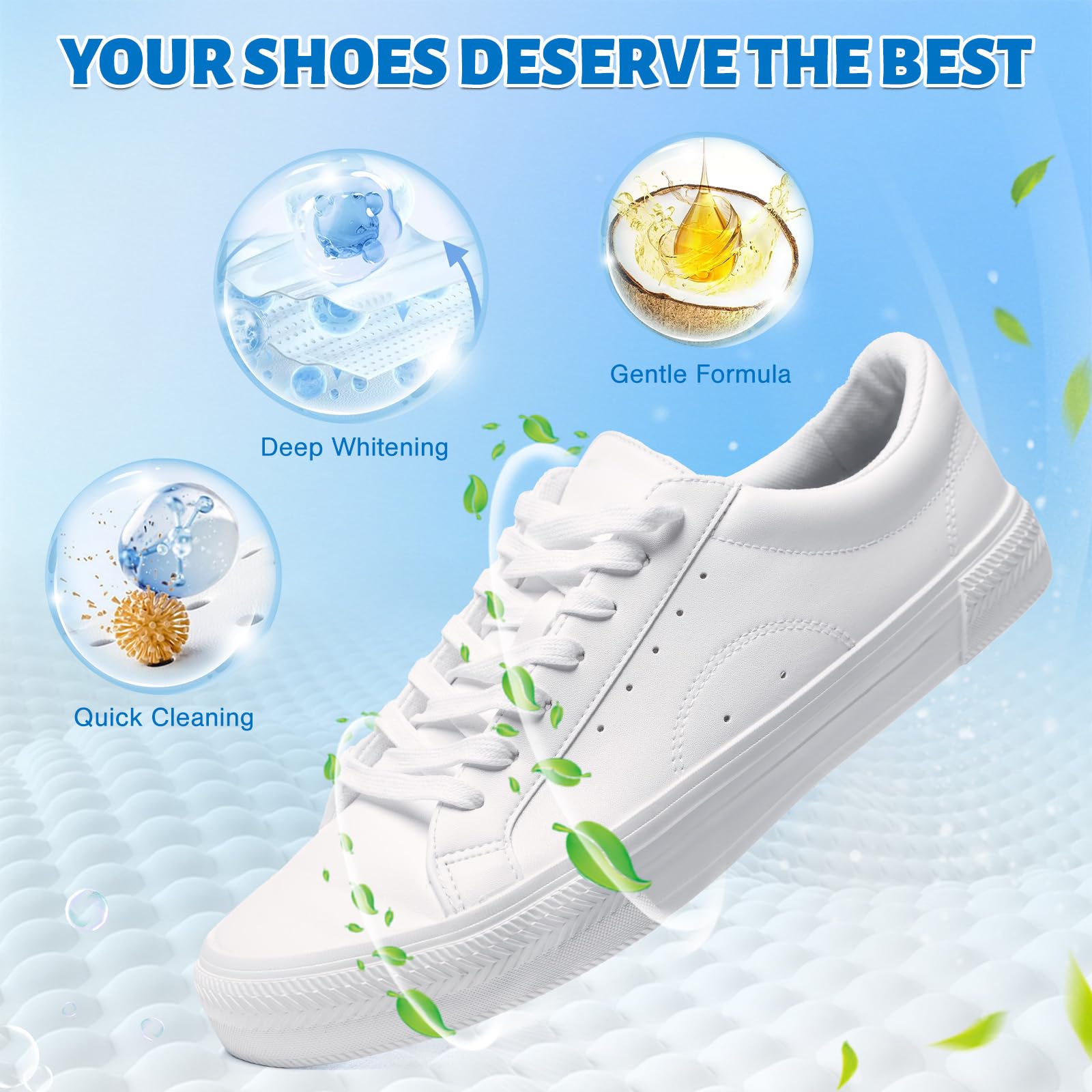 Jevvu Shoe Cleaner, 6.76fl.oz Sneaker Cleaner Foam for Removing Stains and Dirt, Shoe Cleaning Kit for White Shoes