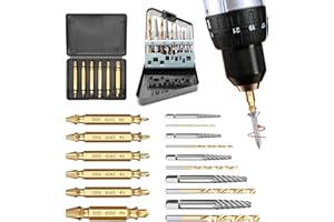 DTRUCTIEW 16 Pcs Stripped Screw Extractor Set – Easy Out Screw Extractor Set,Hss 6542 Bolt Extractor Kit,Stripped Screw Removal Tools for Remove Stripped Screws and Broken Bolts