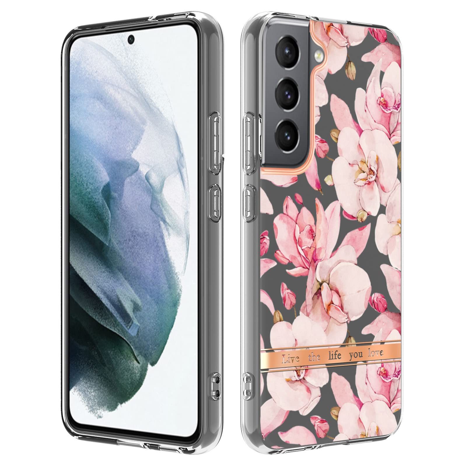 Photo 1 of Dinglijia for Samsung Galaxy S22 Plus Case, Slim Design Enhanced Camera and Screen Protection Beautiful Flower Girls and Women Case for Samsung Galaxy S22 Plus Pink Gardenia