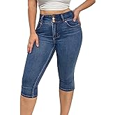 Flamingals Butt Lifting Mid Waist Skinny Jeans for Women Stretchy Fall Trendy Pull On Denim Capris