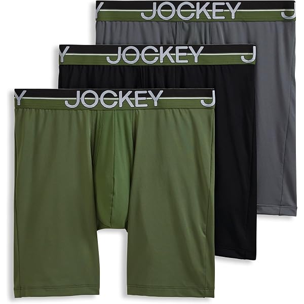Jockey Men's Active Microfiber Boxer Briefs 3-Pack - Moisture-Wicking & Anti-Odor Underwear
