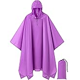POWINSUN Hooded Rain Poncho for Adult, Waterproof Lightweight Raincoat for Hiking Camping