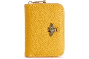 Small Women RFID Wallet Credit Card Holder, Accordion Wallet Zipper Card Case, Yellow, 4.13 x 2.95 x 0.98 inches, Fashion