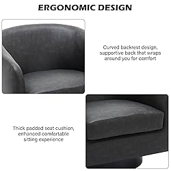 Swivel Barrel Accent Chair, Modern Round Faux