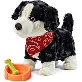 eJog Pup Electronic Interactive Plush Dog Toy, Realistic Robot Puppy Toy, Walking, Talking, Barking, Tail Wagging, Voice-Activated Control Stuffed Animal Pet Toys for Children