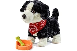 eJog Pup Electronic Interactive Plush Dog Toy, Realistic Robot Puppy Toy, Walking, Talking, Barking, Tail Wagging, Voice-Acti