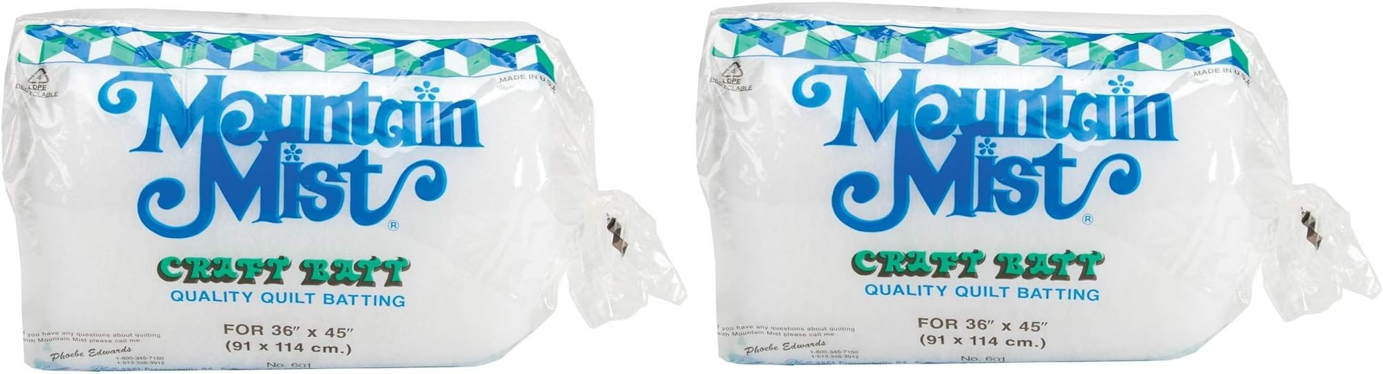 Mountain Mist Polyester Quilt Batting, Craft 36-inch-by-45-inch (Тwo Рack)