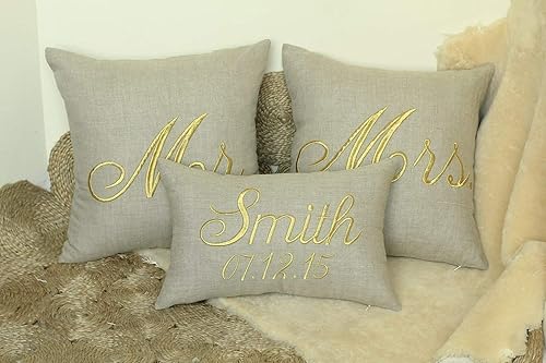 Amazon Com Decorhouzz Mr And Mrs Personalized Set Of 3 Pcs Pillow