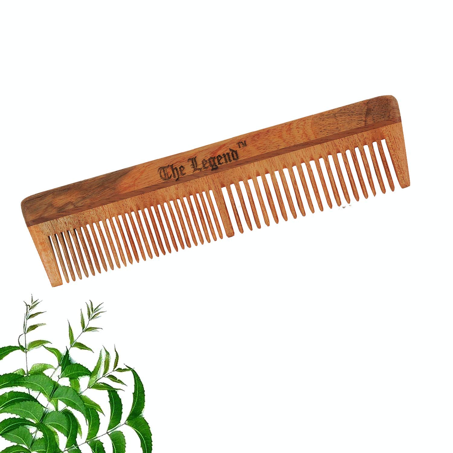 The Legend Organic Neem Wood Comb| Handmade Comb for Hair Car| Beard wooden comb| Hair Comb for Detangling| Wood Comb Anti-Static| Medium Tooth Brush Best for Beard and Moustache