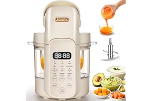 IAGREEA Baby Food Make 10 OZ Baby Food Puree Maker, Steamer Puree Blender with Three Age Groups, Auto Cooking & Grinding, 24-