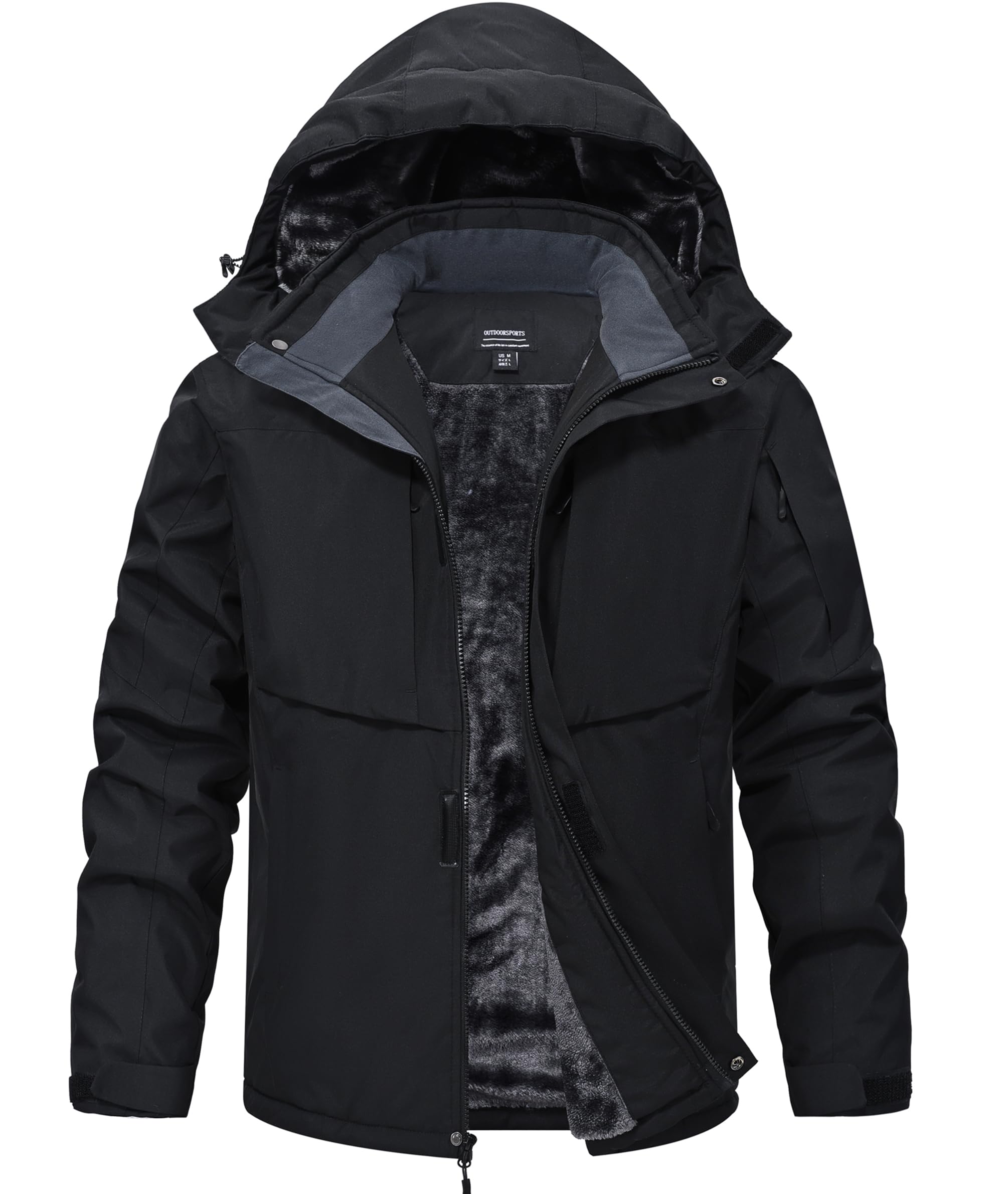 Photo 1 of Buyboxs Mens Winter Snow Jacket Waterproof Ski Jackets Warm Insulated Fleece Lining Hooded Rain Coat Black Style M