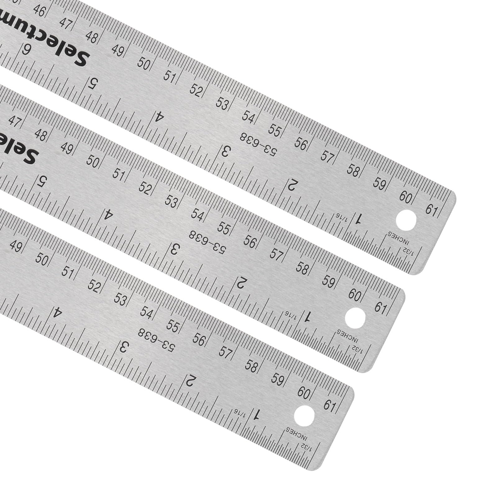 Kozelo 3pcs Stainless Steel Ruler - [60cm/24 Inch] Double-Scale Metal Measuring Tools with Non-Skid Backing for Architectural Design Use