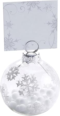 Segnaposto Natalizi Amazon.Neviti Pallina Di Natale Segnaposto Con Fiocchi Di Neve Iridescenti Multicolore Confezione Da 6 Fizzco Amazon It Casa E Cucina