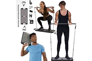 NOMADIX FITNESS EVO Gym - Portable Home Gym Strength Training Equipment, at Home Gym | All in One Gym - Resistance Bands, Base Holds Gym Bar & Handles for Travel | Portable Gym & Home Exercise Equipment