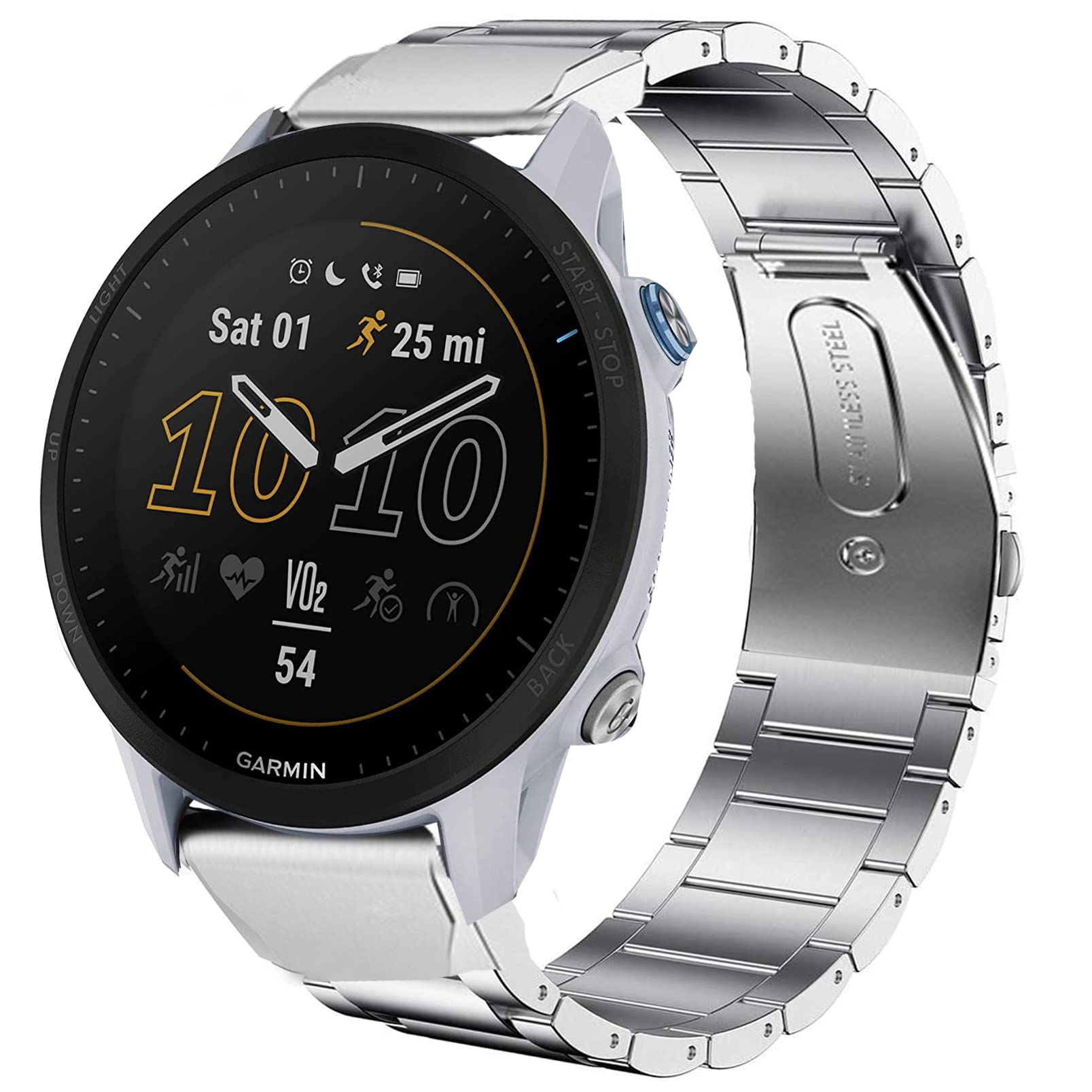 Compatible for Garmin Forerunner 955 Band, onetuo Quick Release Stainless Steel Metal Replacement Straps Compatible with Garmin Forerunner 955 / Fenix 7 / epix Gen 2 Smartwatch (Silver)