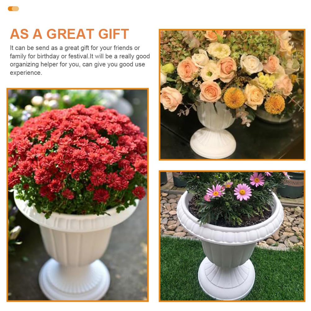 Condition photo showing New/Like New for doitool 11.8 inch classic urn planter 2 pcs white plastic urn planters vintage roman flower pot for 