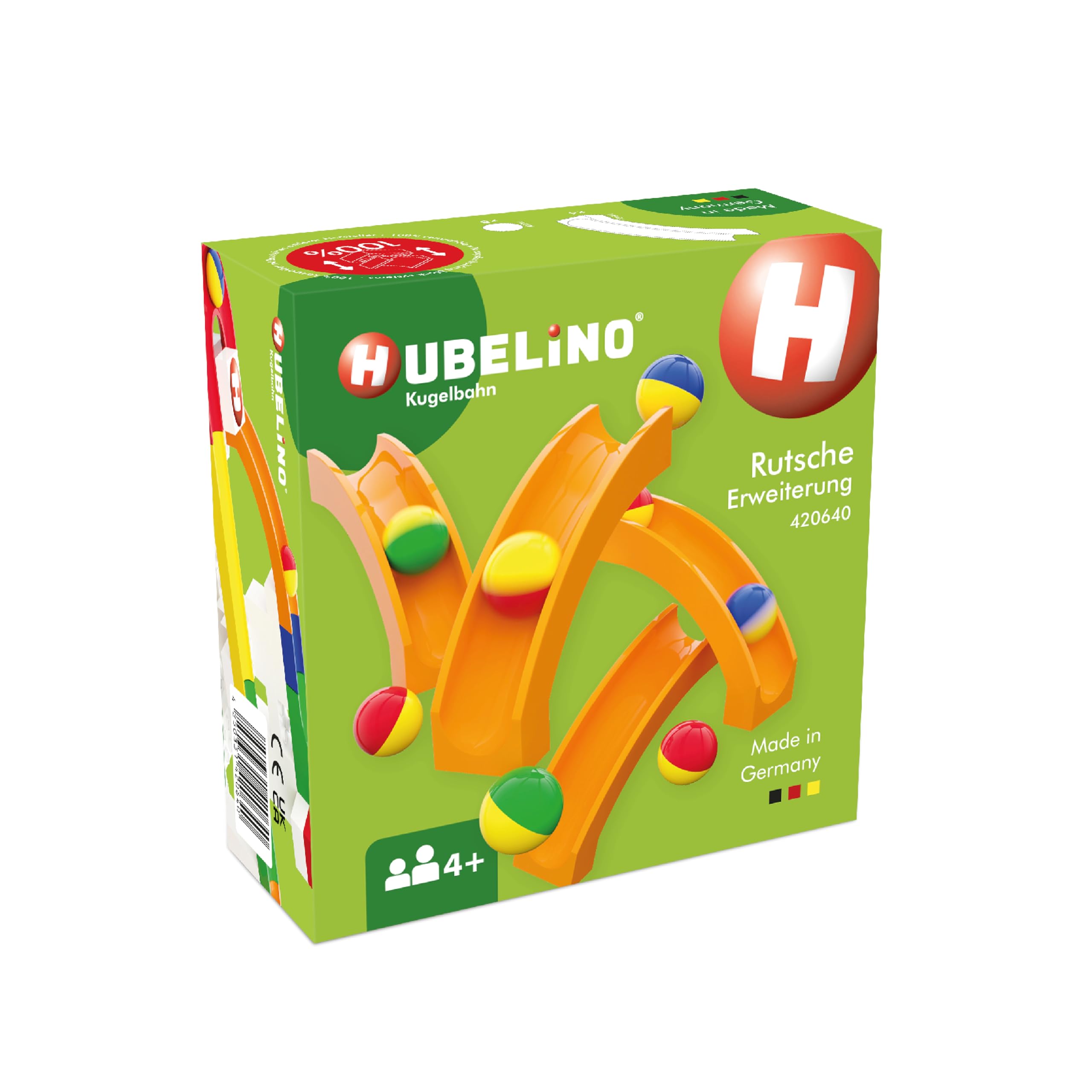 Hubelino 420640 Marble Run Slide Expansion Set- 12 pieces-Compatible with popular building block system, for Ages 4 and Up (Made in Germany)