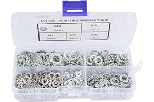 700Pcs External Tooth Washers Galvanized Toothed Flat Washer Set Toothed Lock Washer Fasteners Assortment Kit M3-M8