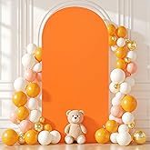 7.2FT Orange Arch Backdrop Cover,Spandex Fitted Wedding Arch Stand Covers Round Top Chiara Arch Covers Stretchy Backdrop for Birthday Party Ceremony Banquet Decoration