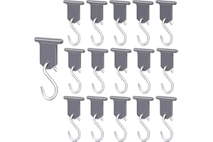 16 Pairs RV Awning Light Holder, Plastic and Metal S-Shaped Hooks for Outdoor Camping Tent Home Party Light Hangers (Grey)