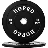 BalanceFrom Fitvids Color Coded Olympic Bumper Plate Weight Plate with Steel Hub, Pairs or Sets