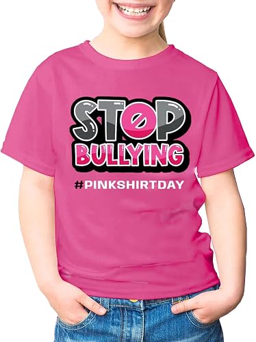 Pink Shirt Day 2025 for Kids, Anti Bullying Pink Shirt Unisex Round Neck Cotton Be Kind T-Shirt