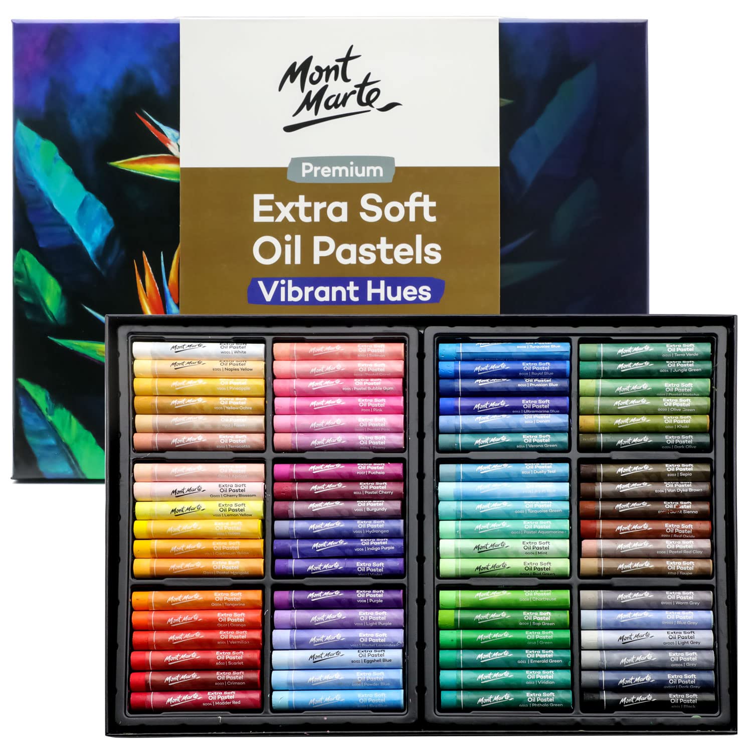 Mont Marte Extra Soft Oil Pastels 72pc, Assorted Bright Colors, Vibrant and Buttery, Versatile Art Pastels for Blending, Layering & Shading, Ideal for Art, Craft, Coloring and Sketching